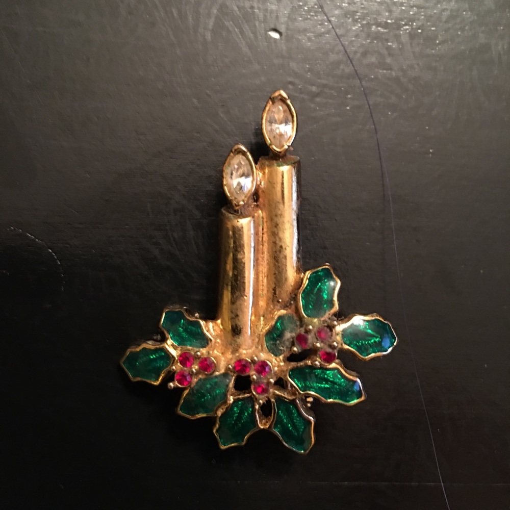Vintage Monet Christmas Candle Brooch